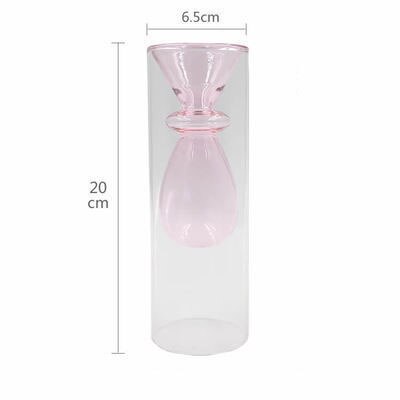 Heminredning vas glas blomvas nordisk dubbellager vaser vardagsrum dekoration salong vasi jarrone decoracion casa: Rosa
