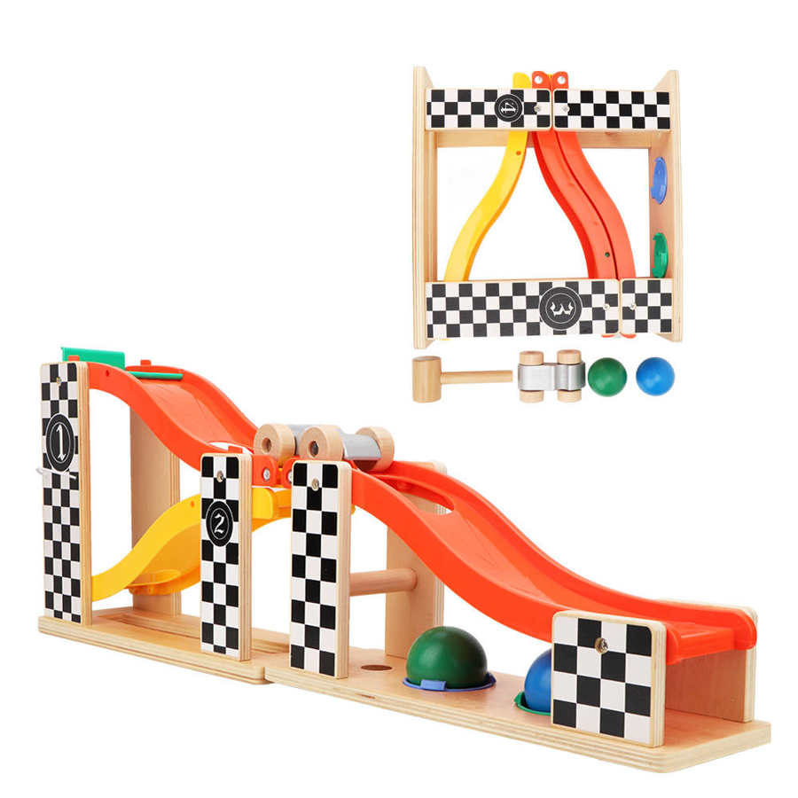 planner Timetable Two-in-one Rail Car Children Wooden Glider Track Slide Rail Car Sliding Glider Educational Toys Organizer