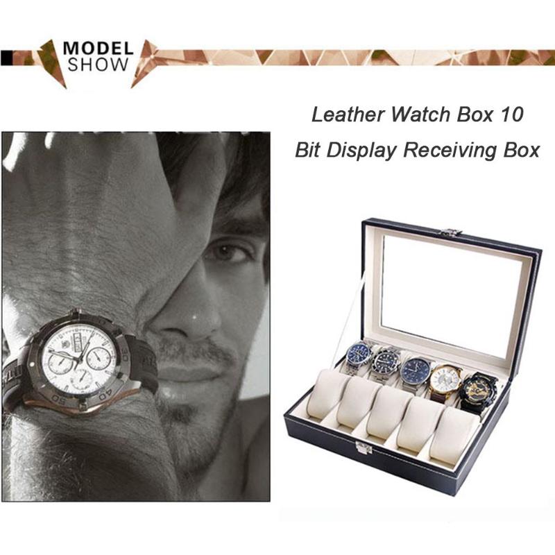 10 Slots Pu Lederen Horloge Opbergdoos Sieraden Armband Display Organizer Voor Oorbellen Ringen Armband Display Houder Case