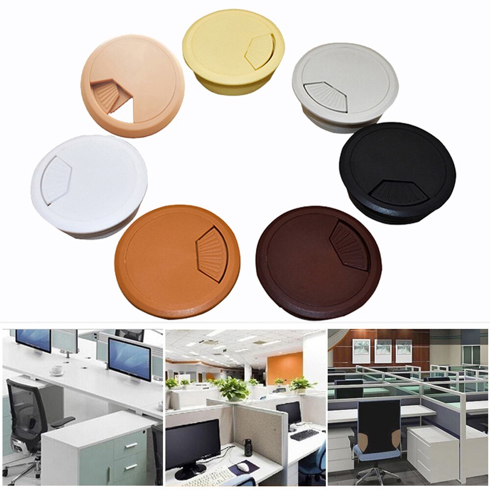 60mm Decorative Desk Table Plastic Cable Hole Cover PC Computer Desk Round Wire Tidy Grommet Cable Organizer