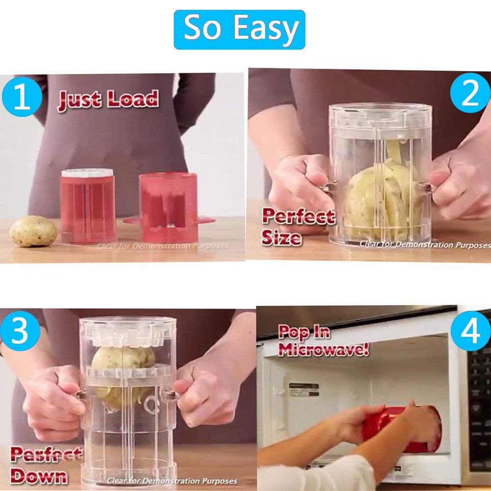 Maker Potato Slicers French Fries Maker French Fries Cutter Machine &amp; Microwave Container No Deep-Fry to Make Healthy Fries