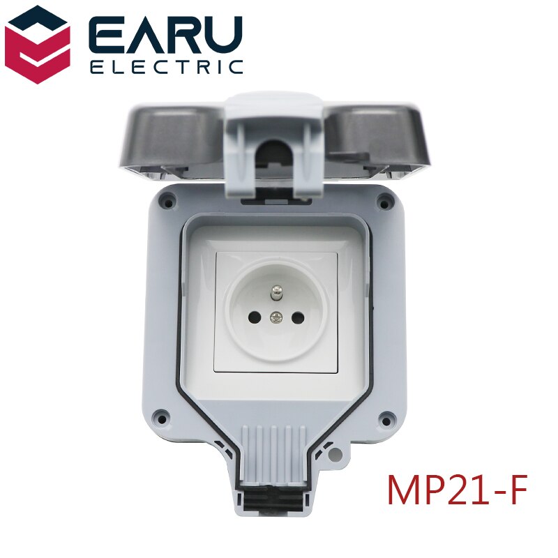 1Pc Frankrijk Fr Standaard IP66 16A AC250V Weerbestendige Waterdichte Outdoor Stopcontact Doos Stopcontact Voor Opladen Stapel: MP21-F
