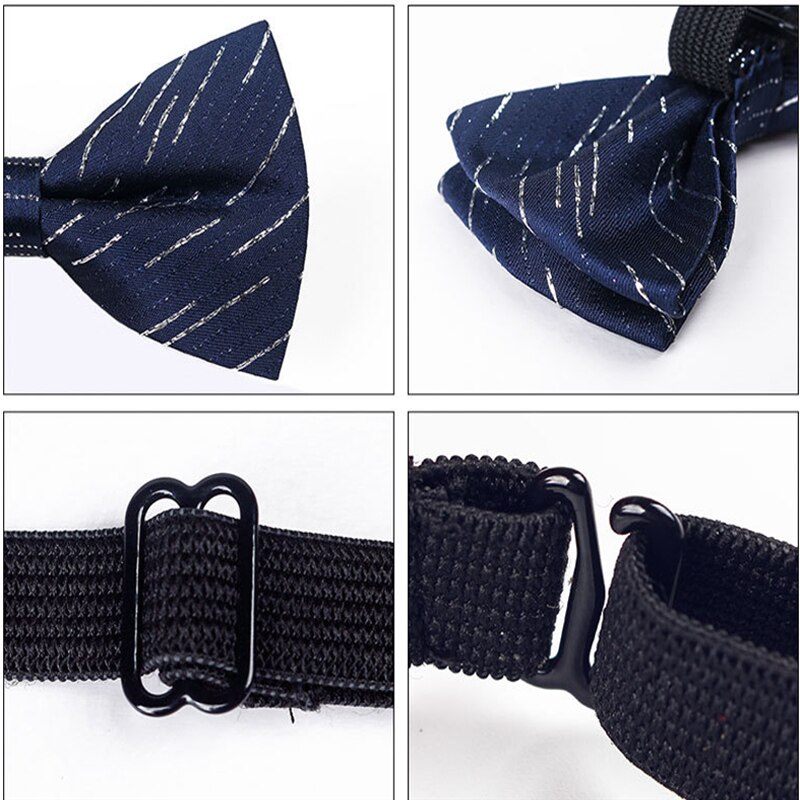 Barn gutt polyester sløyfe sommerfuglslips justerbar lys silkeblå stripet ankertrykk sløyfe fest kjæledyr halsslips