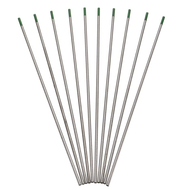 10Pcs Pure Tungsten Electrodes WP Green Tip 1.6mm*150mm for AC Tig Welding