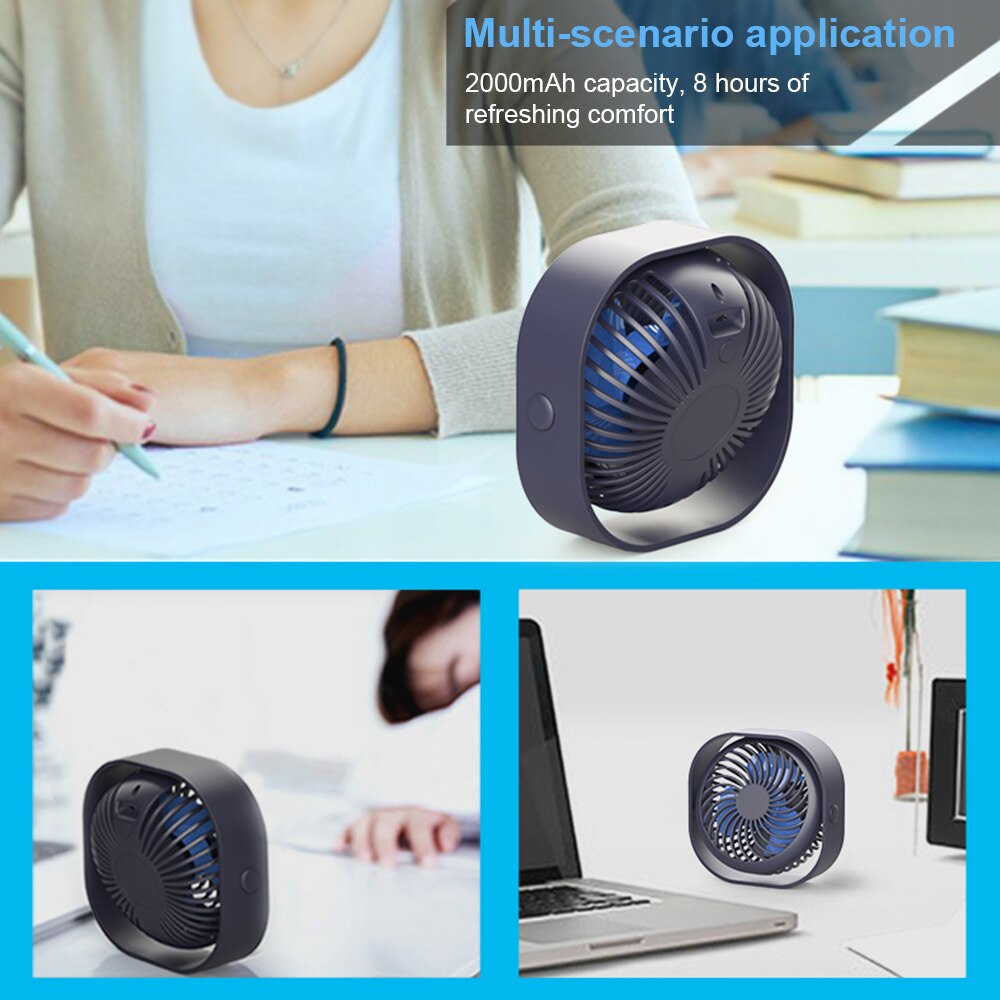 Draagbare Cooling Usb Desktop Fan 3 Speed Persoonlijke Met 360 Rotatie Verstelbare Hoek Voor Kantoor Huishoudelijke Reizen
