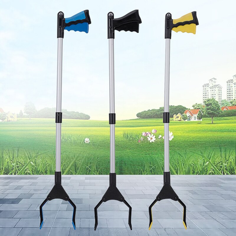 Folding Household Garbage Picker Alloy Trash Grabber Waste Leaves Pick Cleaning Up Clip Garden For Garden Tool Tool Yellow
