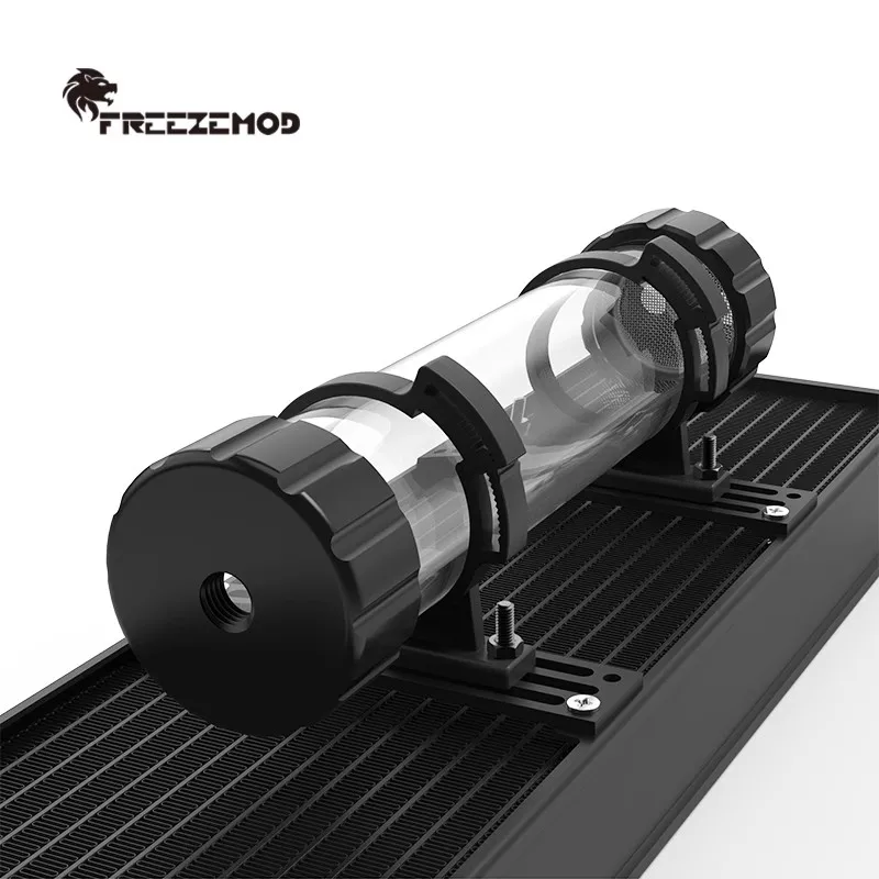 FREEZEMOD Transparent Computer Cylindrical Water Cooling Reservoir OD50MM POM Water Tank with Built-in Filtration PC Cooler