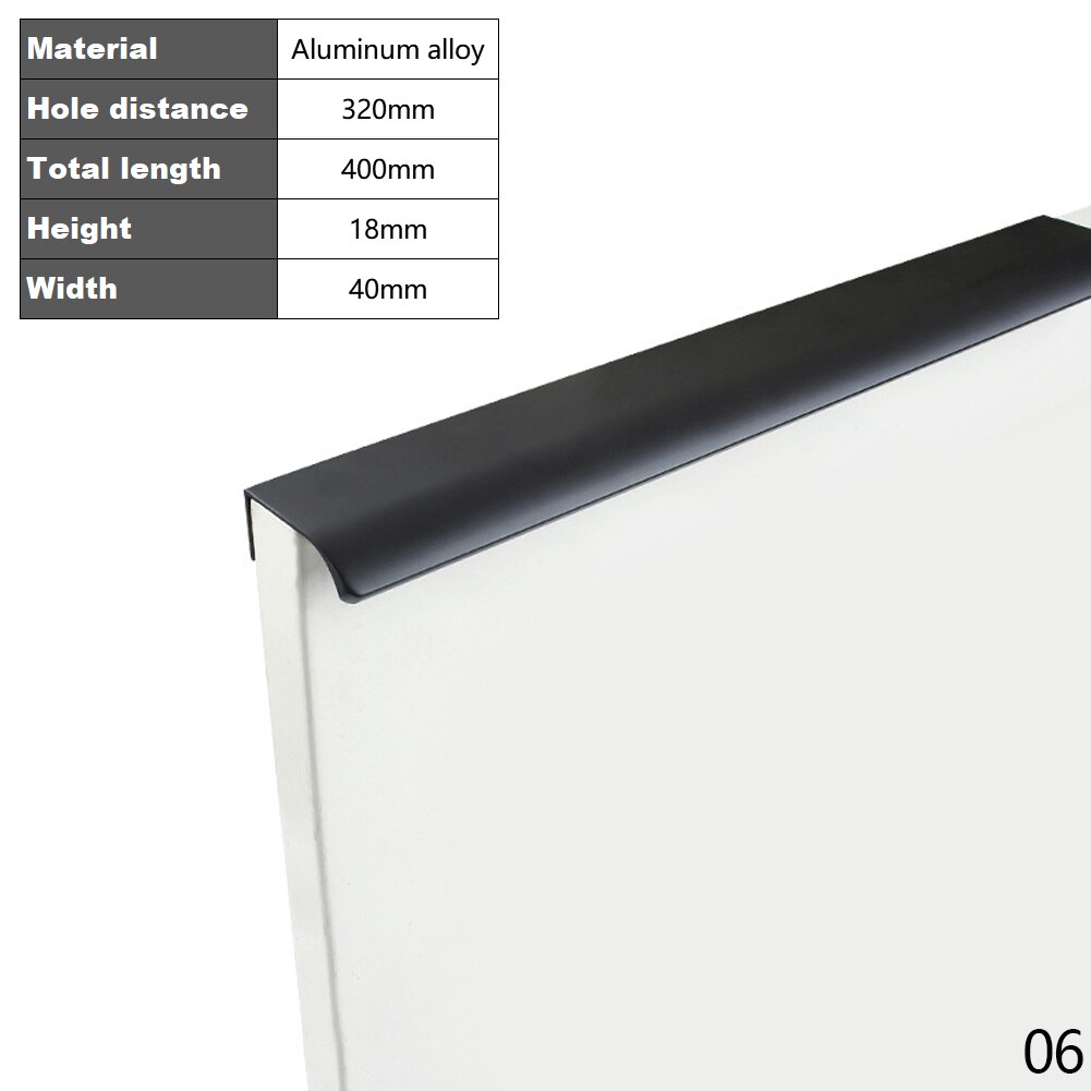 Goud Zwart Verborgen Kast Trekt Aluminium Keukenkastje Schuifladegrepen Knoppen Handvat Slaapkamer Hardware 8-40Cm: Black-40cm