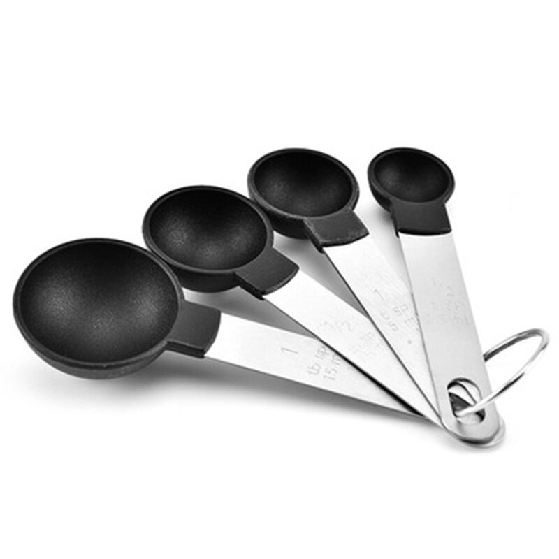 4 Stuks Multifunctionele Lepel Cup Meten Set Geschikt Voor Nemen Koffiebonen Rvs Handvat Keuken Bakken Gadgets: 4pc black spoon