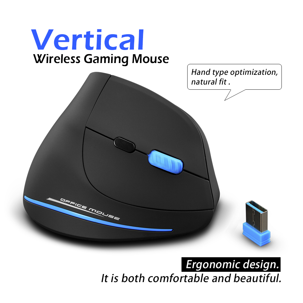 ZELOTES F-35A Vertical Gaming Mouse Adjustable 2400 DPI Optical 2.4G Wireless Mouse USB Computer Mice for PC Laptop Office Home