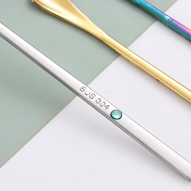 Long Handle Stirring Spoon Stainless Steel Food Grade Coffee Utensil Waterdrop Shape Ice Spoon Honey Cocktail Mixing Bar Tool