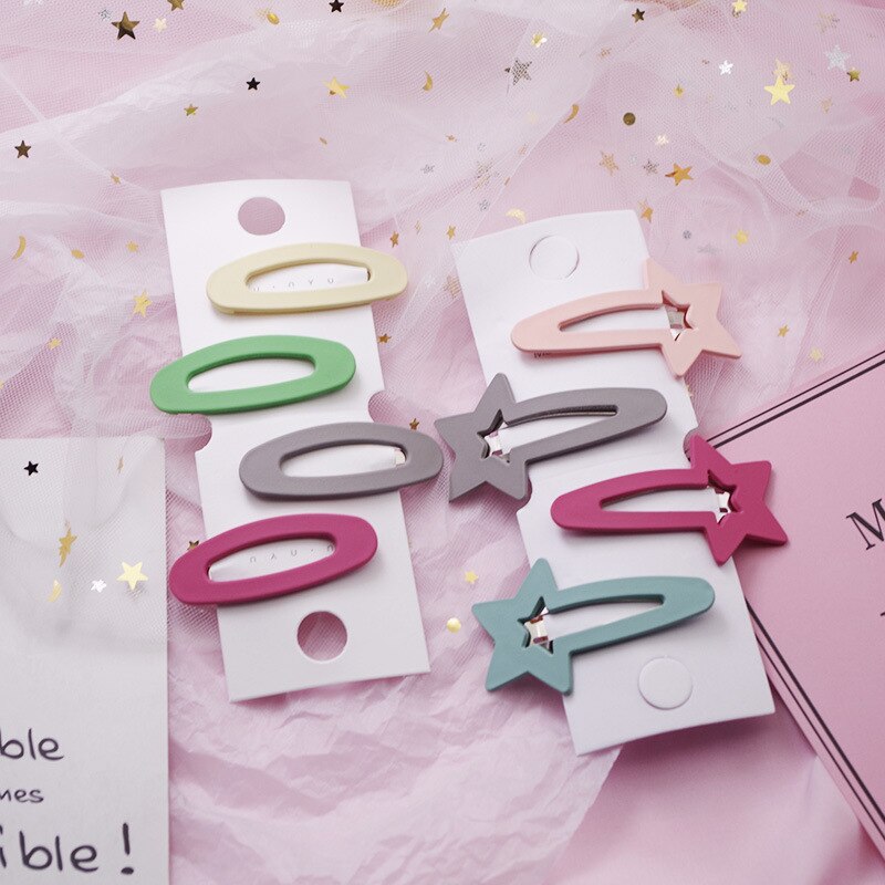 4 PCS Lovely Star Rabbit Candy Color Girls Hairpins Hair Clip Kids Headwear Children Hair Accessories Baby BB Clips