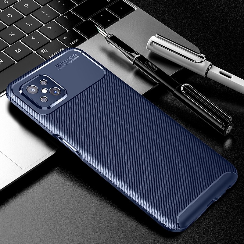 Fitted Case for OPPO Reno 4z 5G Case Shockproof Carbon Fiber Texture Soft TPU Silicone Bumper Case for OPPO Reno 4z 5G: Blue