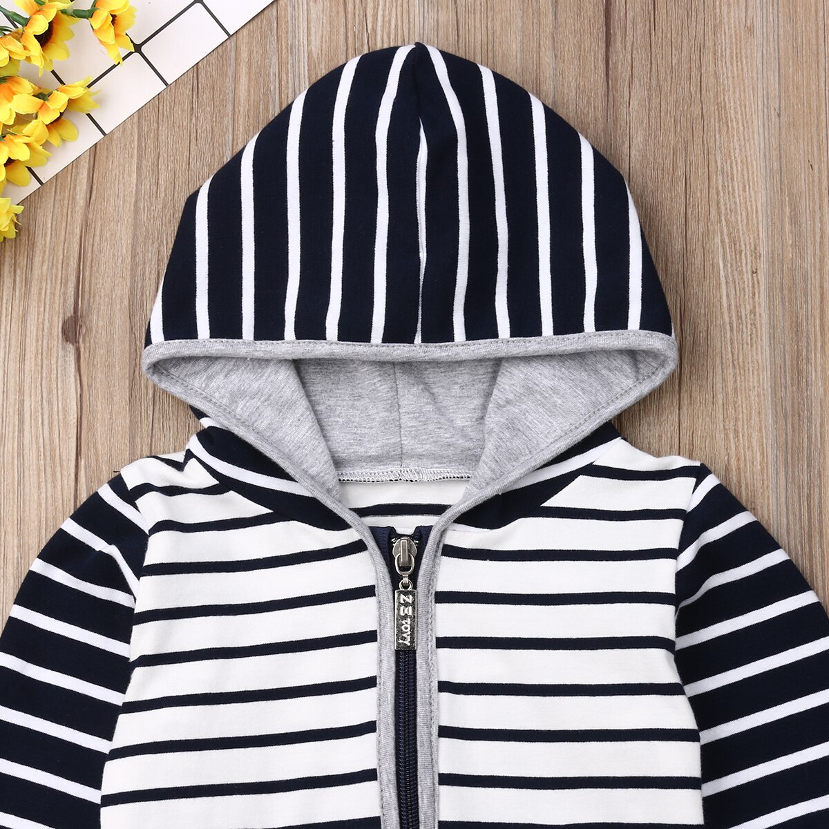 Del bambino Del Capretto Ragazzi corpo E Pagliaccetti Autunno A Maniche Lunghe A Righe con Cappuccio Vestiti Del Pagliaccetto Della Tuta vestito 0-24M