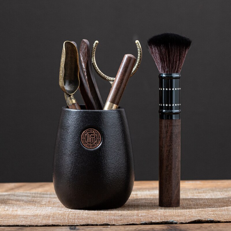 Chinese Style Tea Making Tools Tea Ceremony Six Gentleman Tea Set Tea Table Purple Clay Cans Ebony Combination Tea Accessories: E