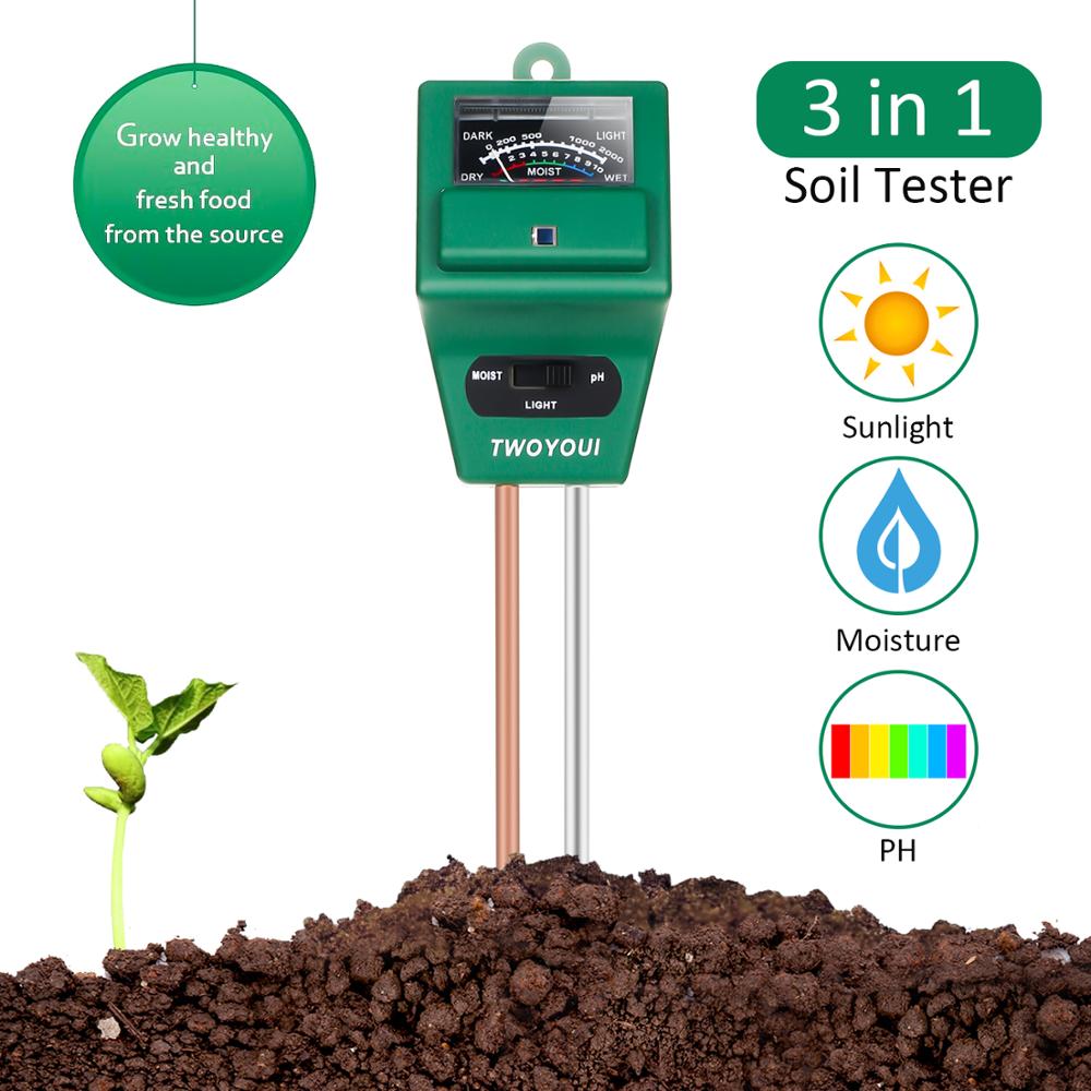 Inomhus utomhus jord ph-mätare 3- i -1 fuktsensor mätare solljus ph jord test kit testfunktion för hem trädgård växter gård