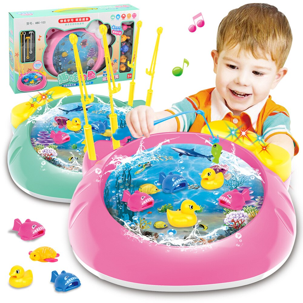 Wędkowanie dla dzieci zabawki wędkarskie kaczka małe ryby dysku grę elektryczny oświetlenie robić zastosowań muzycznych puzzle zabawki robić wczesnej edukacji dla dzieci zabawki wędkarskie