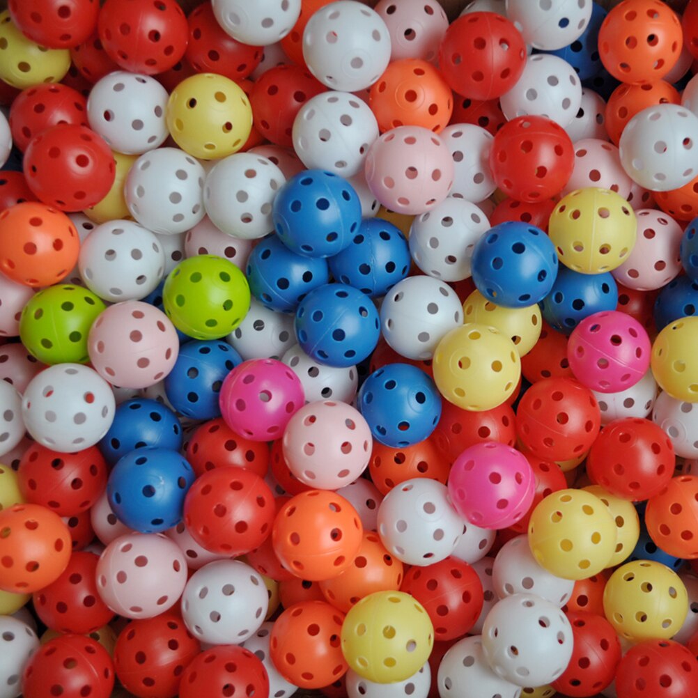 20 stk tilfældige farver plastik golfbolde pift luftstrøm hul golf øve trænings sportsbolde