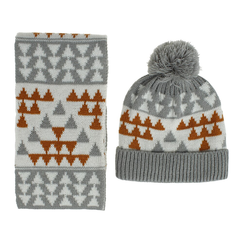 Europa amerika herfst winter baby kerstmis cartoon patroon warm jongens meisjes kindermuts en sjaal 2pc sets: Driehoek