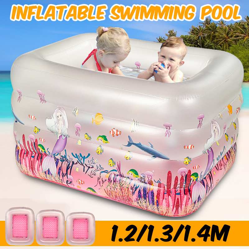 1.2m/1.3m/1.4m tykke voksne børn oppustelige poolbørnenes hjemmebrug padlepool badekar oppustelig firkantet swimmingpool
