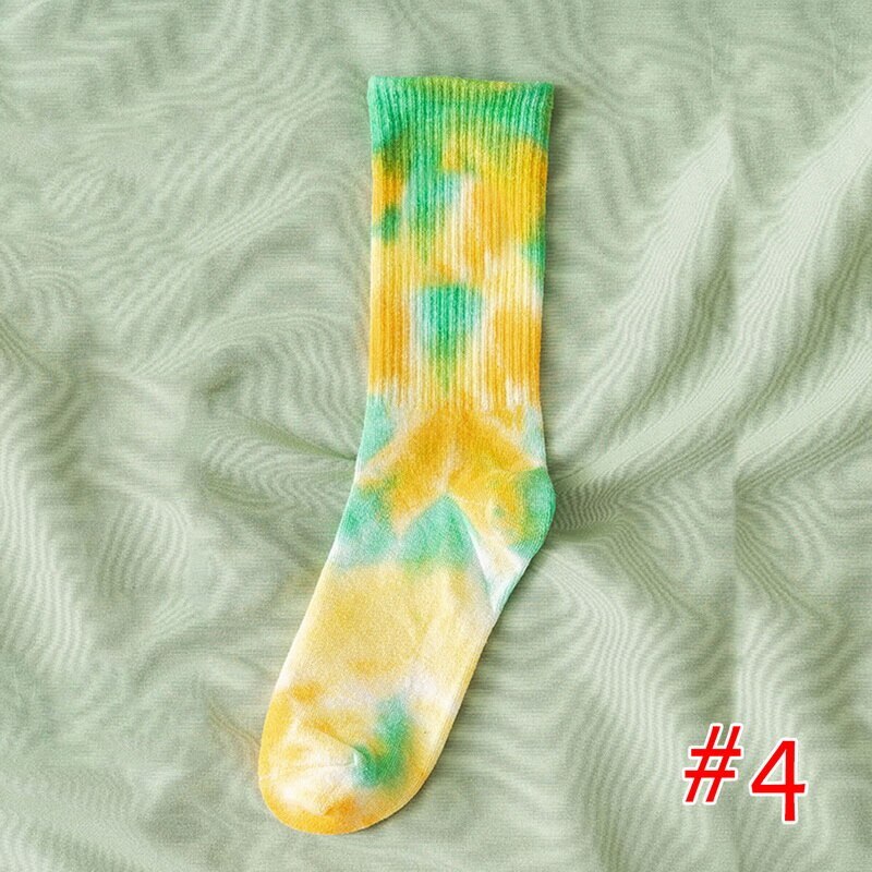 men and women socks cotton Colorful Psychedelic Graffiti Tie dyeing funny Skateboard cute Harajuku Hiphop tube socks: M210637L