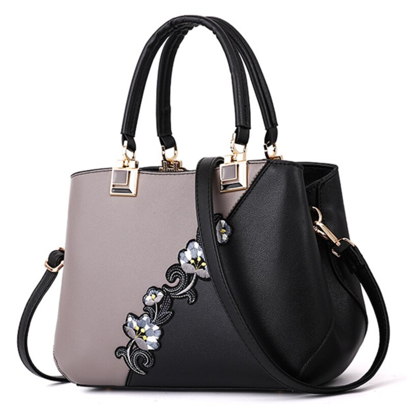 Printed Bags For Women Bags Famous Brand Women Shopper Bag Shell Floral Shoulder Luxury Handbags: gray