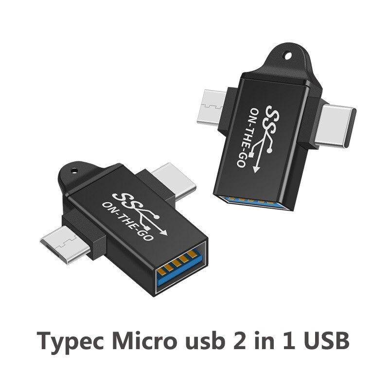 USB3.1 Micro usb Type-c 2 in 1 otg Plug jack Power Connector Charging Adapter Type-C Extension Cable for Laptop Tablet Phone: Gold