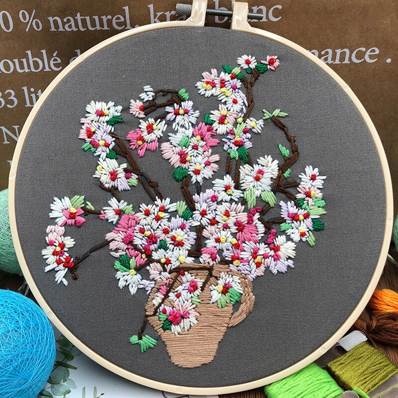 20cm blommor i europeisk stil, broderiset för nybörjare, sömnadssats, korsstygn, handgjord dekoration: Nr .3