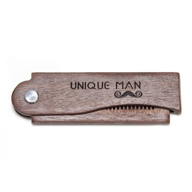 para barba peine hombre cepillo pelo Peine de madera Natural de sándalo para barba, bolsa plegable, cepillo de pelo, barba y bigote, para hombres