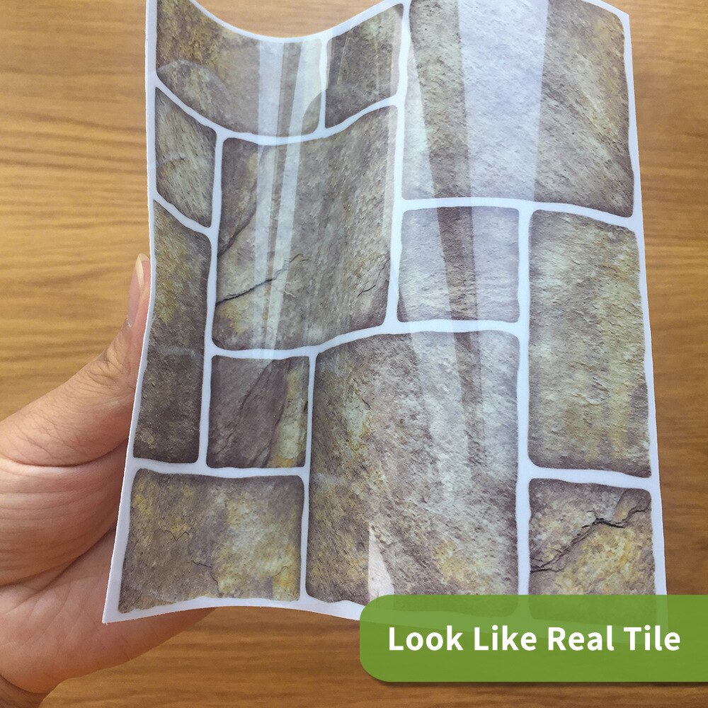 10/15cm x 25 pieces Stone pattern Tile stickers home deco Self-adhesive PVC wallsticker waterproof Renewed sticker for bathroom