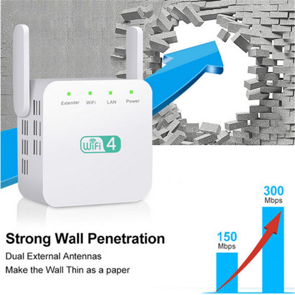 Amplificador WiFi de 300Mbps, enrutador WiFi, 2 antenas externas, rango Wifi, velocidad inalámbrica de hasta 300Mbps, 2,4 Ghz