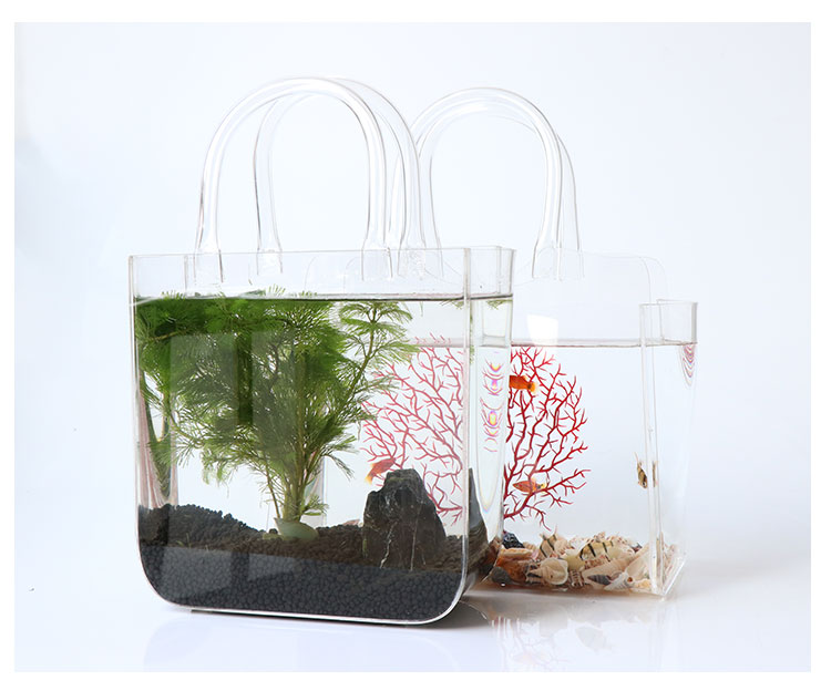GIEMZA Acryl Tasche Vase Transparente Beutel Warenkorb Schreibtisch Kleine Fische Panzer Blume Töpfe Straße Erschossen Requisiten
