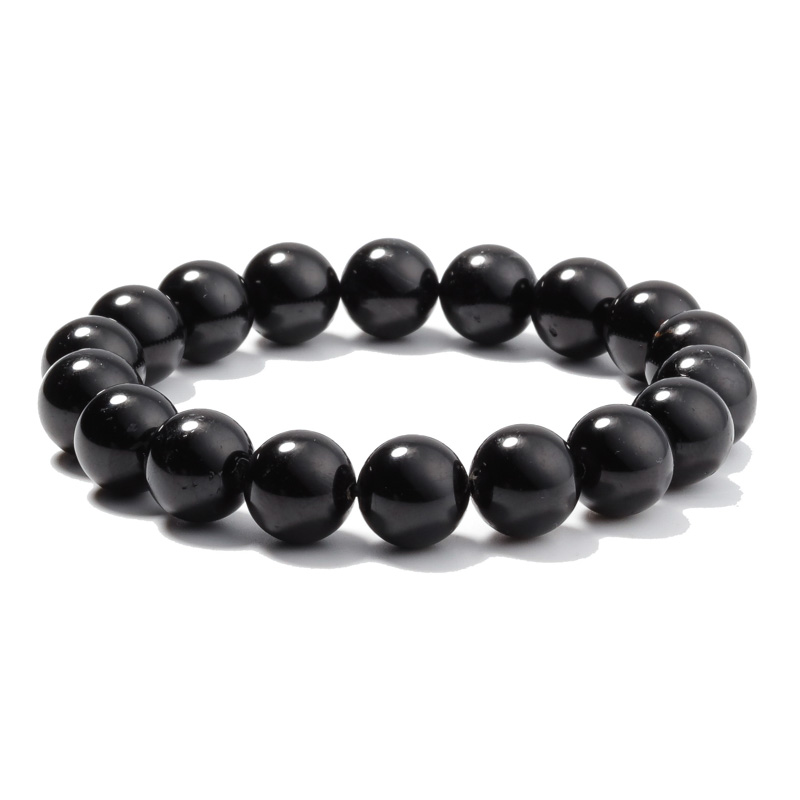 Natuurlijke 6/8/10mm zwarte Toermalijn armband voor mannen en vrouwen mode energie Bedelarmband Sieraden