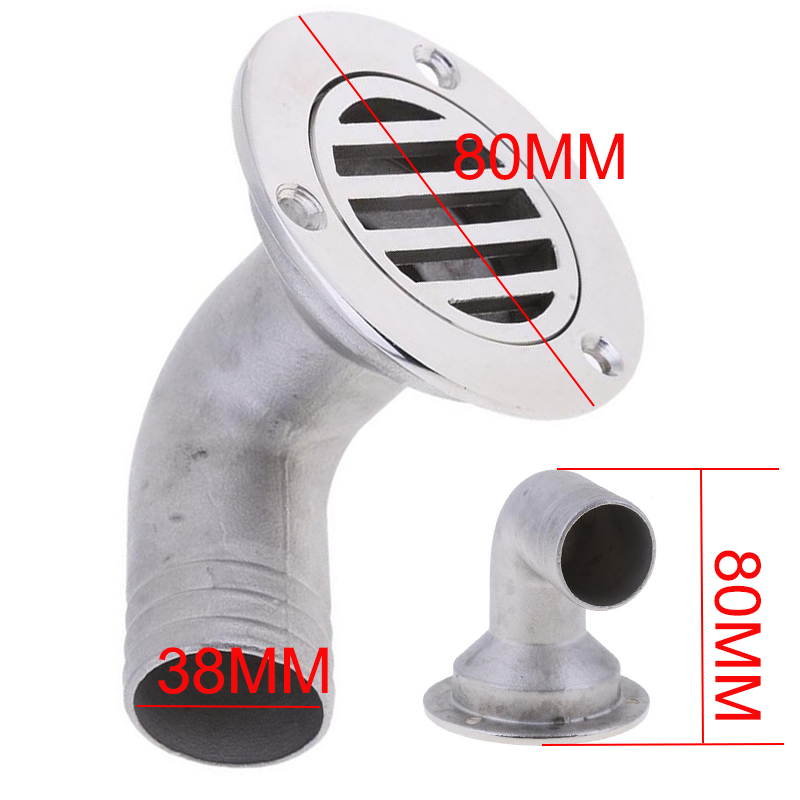 Marine Boat Deck Drain Scupper 38mm Accessories Boat Plumbing 90 degree 316 Stainless Steel Fittings for Fishing Canoe Boat