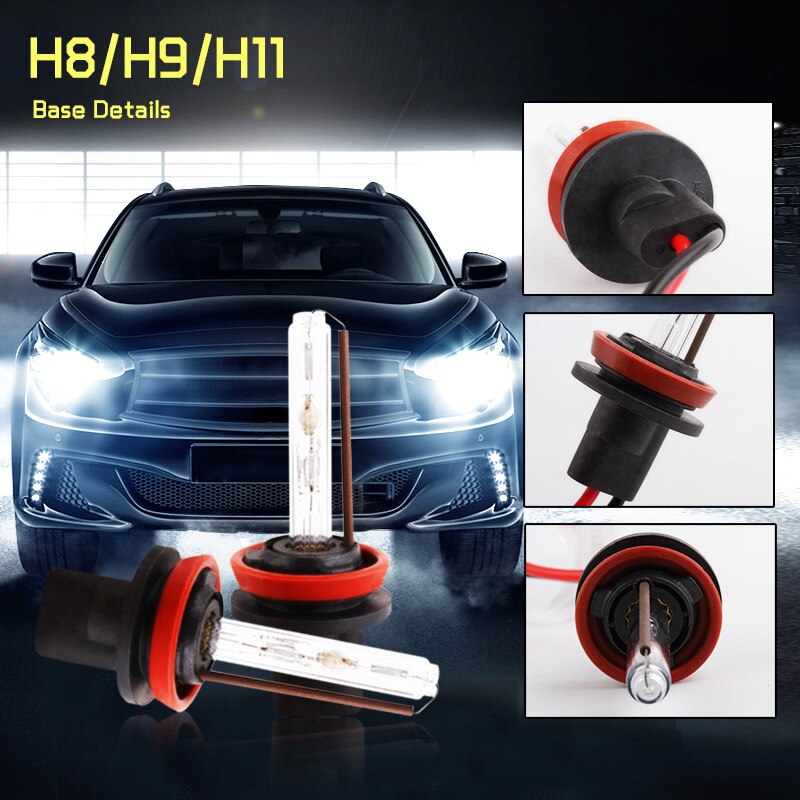 2 uds H8 H9 H11 bombilla de Xenón 55W 3000K 4300K 5000K 6000K 8000K 10000K 12000K lámpara de coche 12V faro de coche xenón H11 luces antiniebla