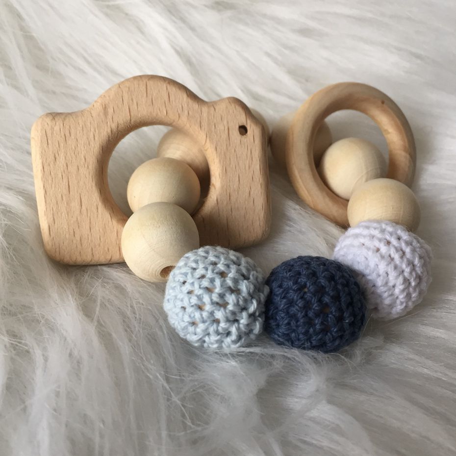 1 stück Buche Kamera Armband Sensorischen Kauen Spielzeug Baby Rassel Säugling Fütterung Stärken Zähne DIY Handwerk Zubehör Baby Spielzeug