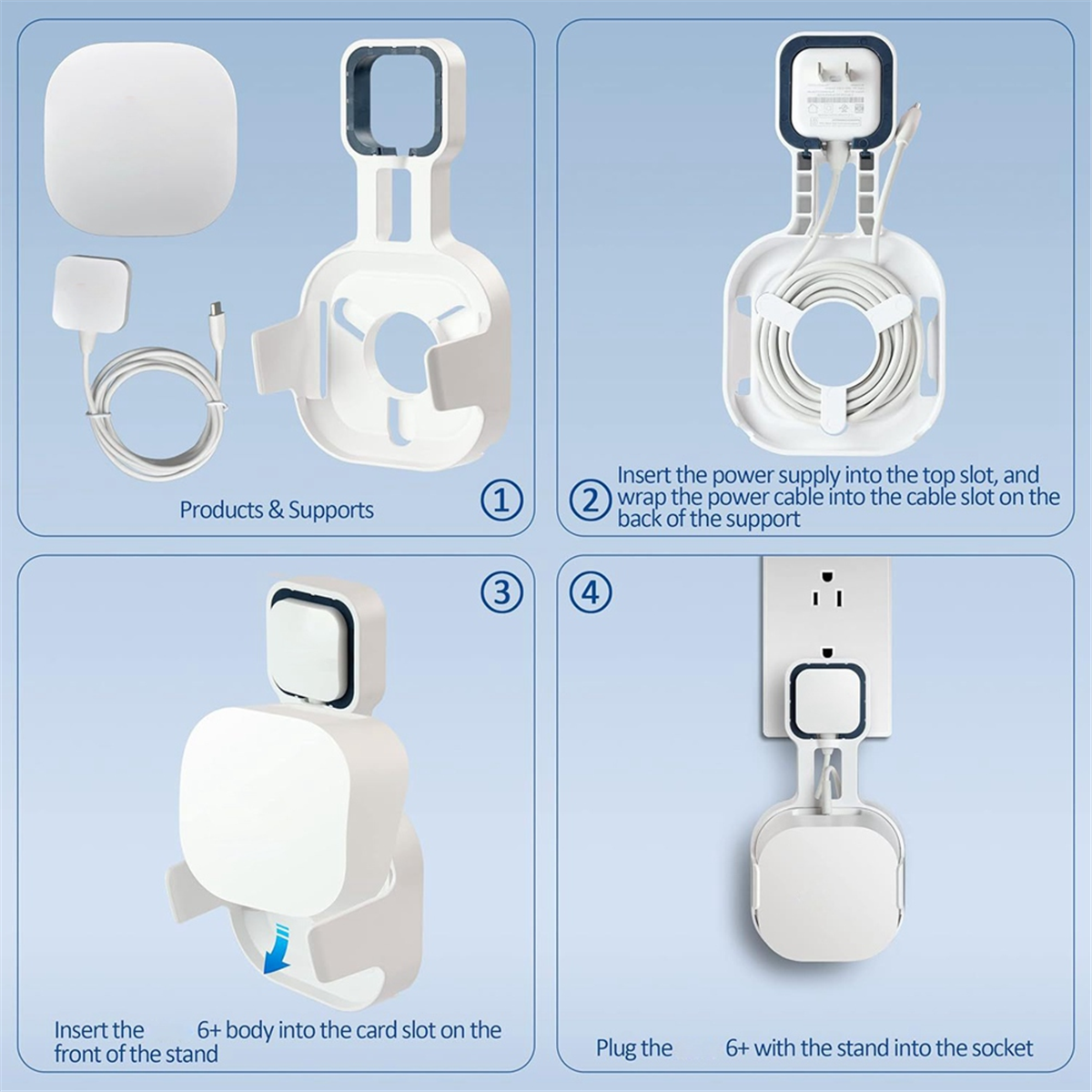 Wall Mount Bracket for Eero 6+ Dual-Band Mesh Wi-Fi 6+ Router, Sturdy Socket Bracket, Space Saving, Wire Management