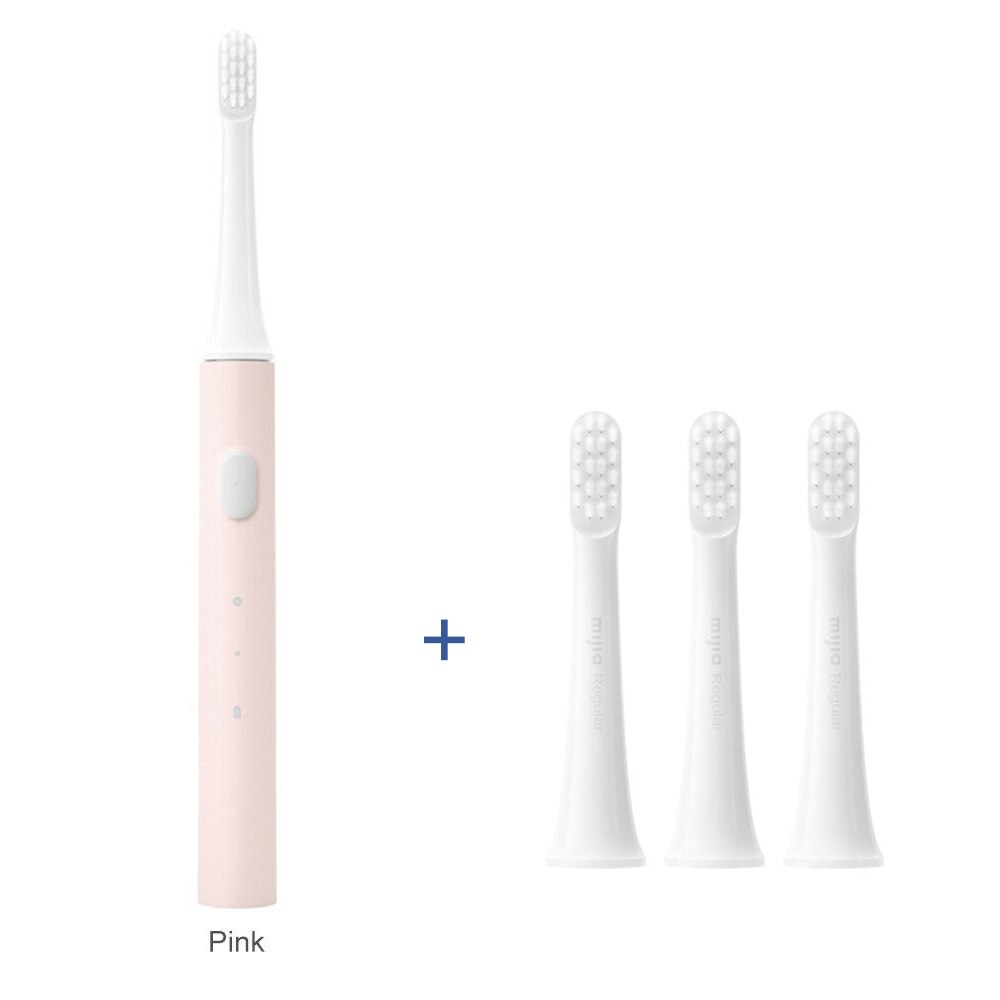 XIAOMI-cepillo de dientes eléctrico inteligente Mijia T100, cepillo de dientes sónico IPX7, resistente al agua, con cabezal: Pink and 3Head