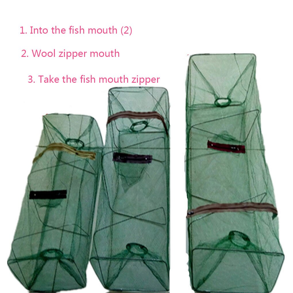 AOTU Mesh Crab Fishing Net Crayfish Lobster Shrimp Prawn Hand Trap Foldable Fishing Network Trap Cage Random Color