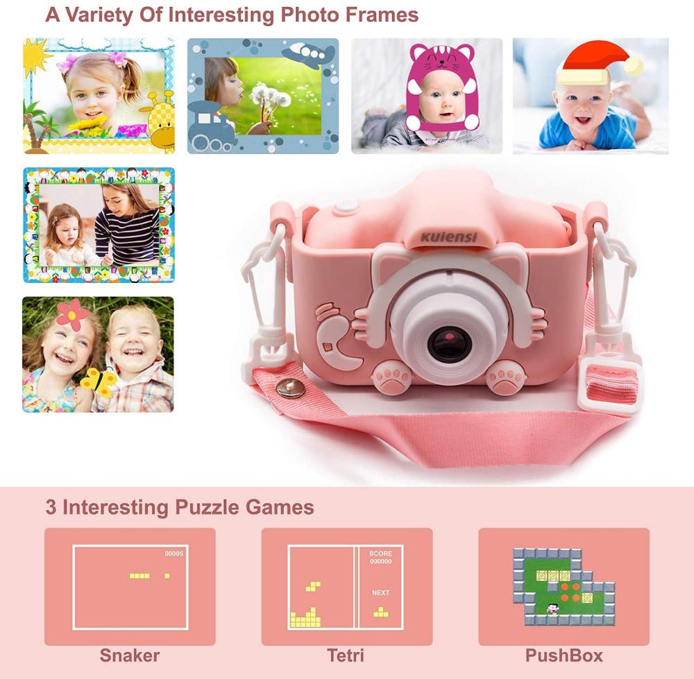 HD Kids Digital Camera With Dual Cameras Shockproof Cartoon Video Camcorders For Boys Girls Mini Photo Game Kameras