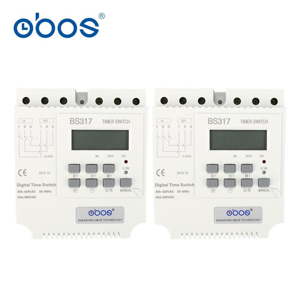 good credit good three phase 380V 25A din weekly timer digital timer with 17 times on/off time set range 1min-168H