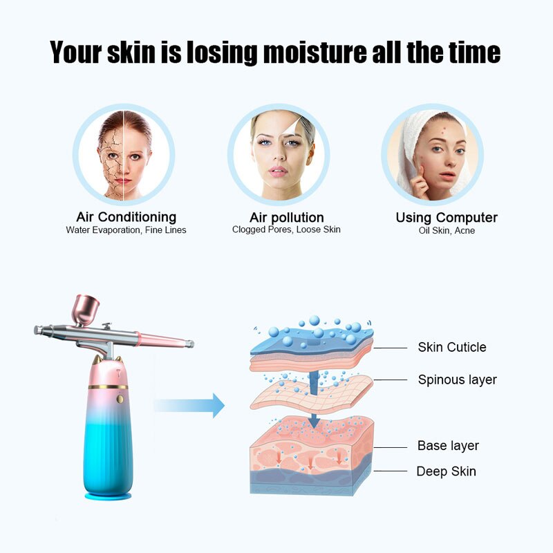 Water Oxygen Injection Airbrush Compressor For Airbrush Skin Care Hydra Facial Machine Jet Peel Facial Spray Beauty Apparatus