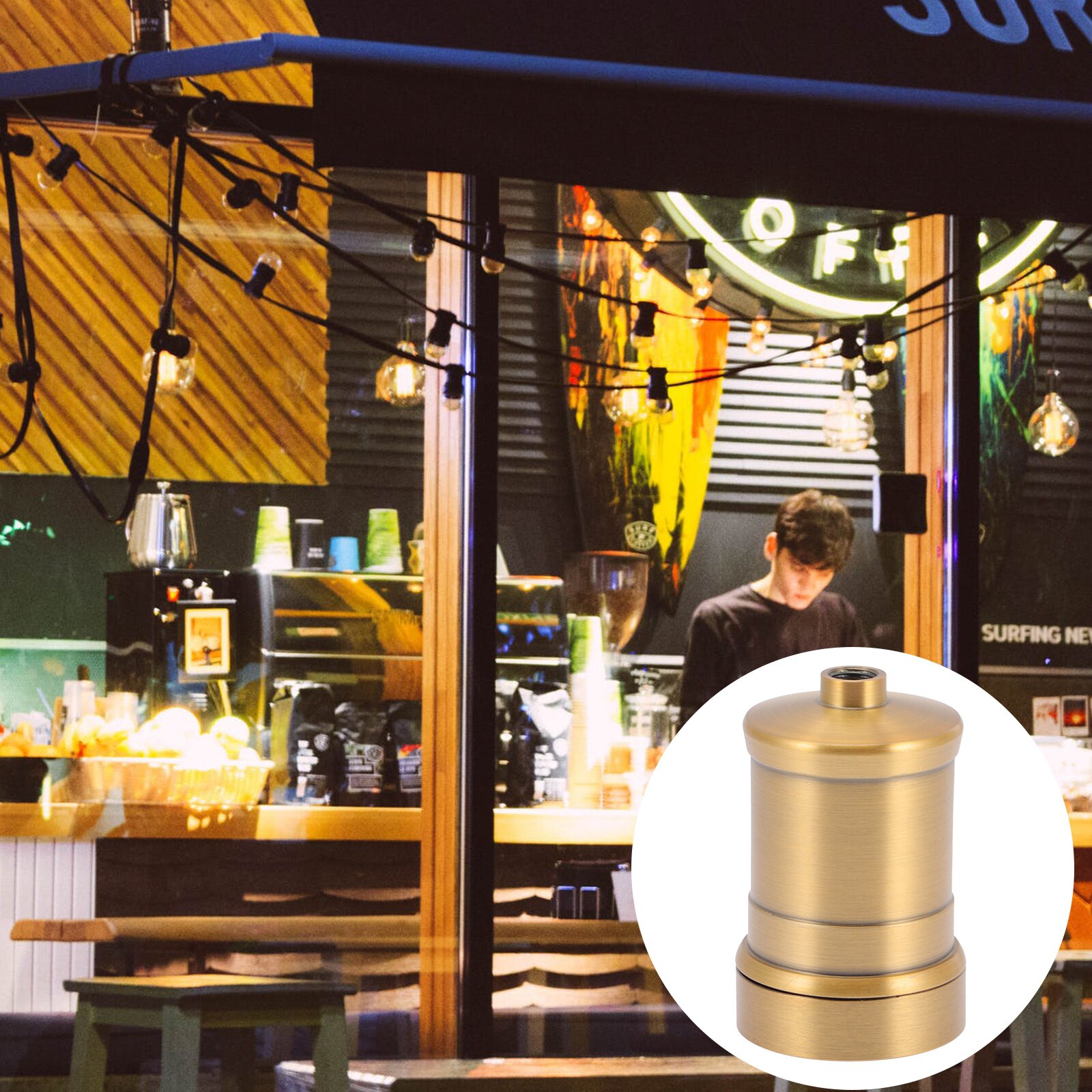 E27 Screw Light Socket Ceiling Light Holder Pendant Lamp Screw Socket Supply: Golden