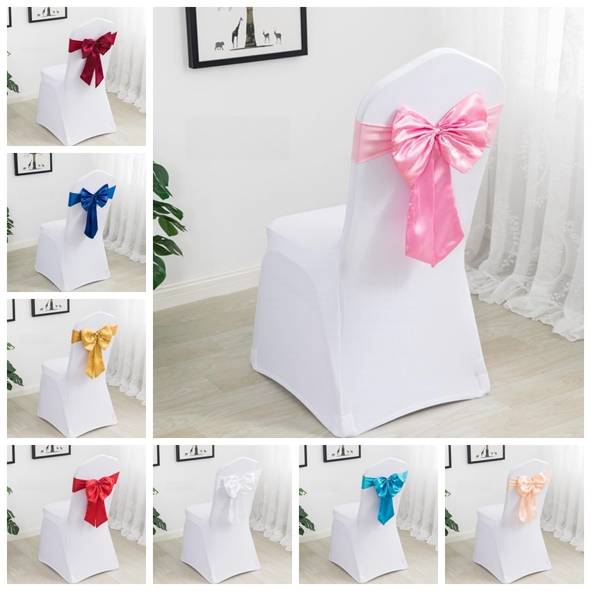 20 Colours Spandex Chair Sashes Wedding Chair Sashes Lycra Stretch Band Bow Tie Hotel Party Show Decoration On Universal