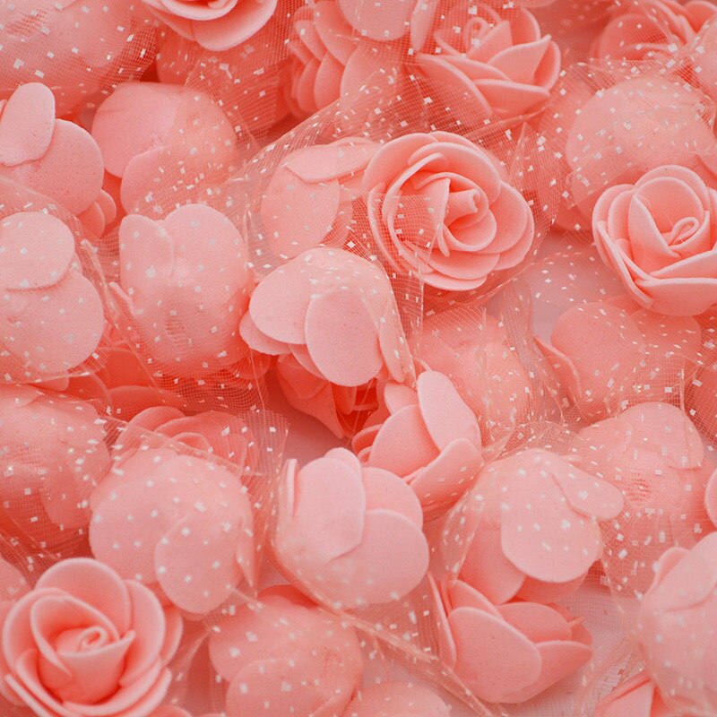 Mini roses en mousse de polyéthylène, 3.5cm, 50 fleurs/lot, têtes de fleurs artificielles, pour décorer un mariage, à la maison, pour l'artisanat: F04