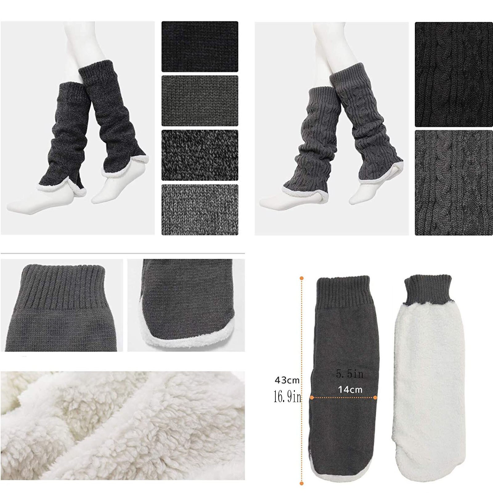 Calentadores de piernas de Invierno para mujer, largos, cálidos, gruesos, a prueba de frío, de felpa, estilo japonés, tejido sólido, calentadores de piernas