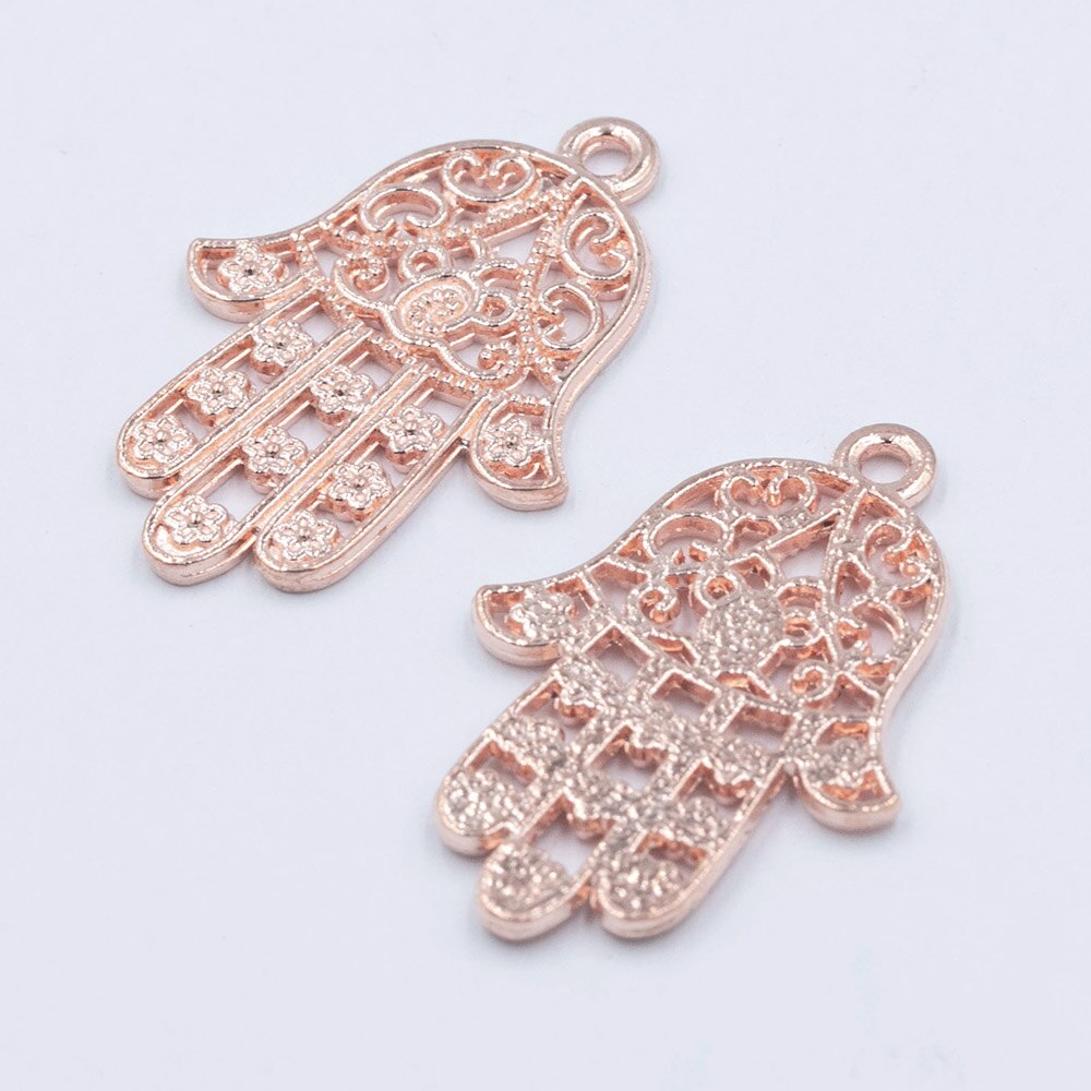 30Pcs 6 Kleuren 30*20Mm Hand Van Fatima Hanger Charms Diy Handgemaakte Antieke Sieraden Accessoires Voor Craft sieraden Maken: Rose Gold