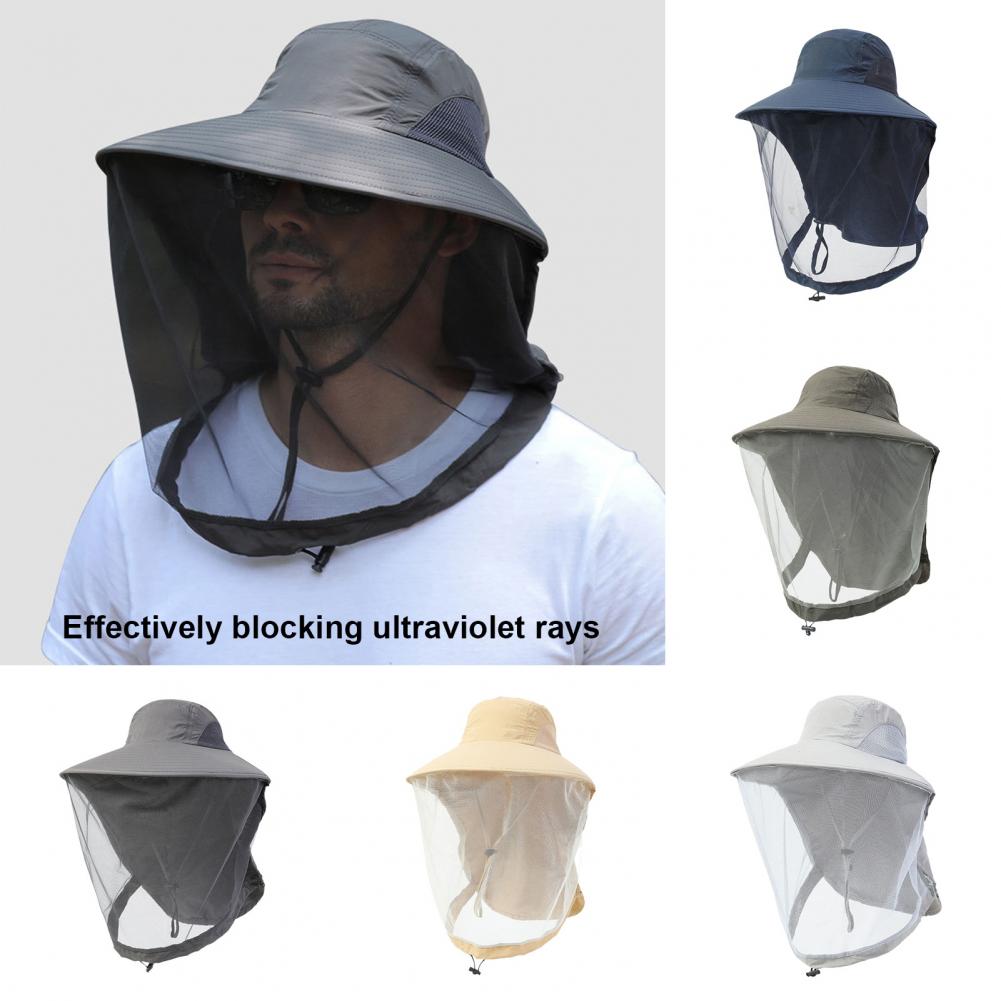 Muggenpreventiekap Voor Vissen Insectenbeschermende Kap Muggenkopnet Volledig gaas Trekkoord Winddichte band Bijenteelt