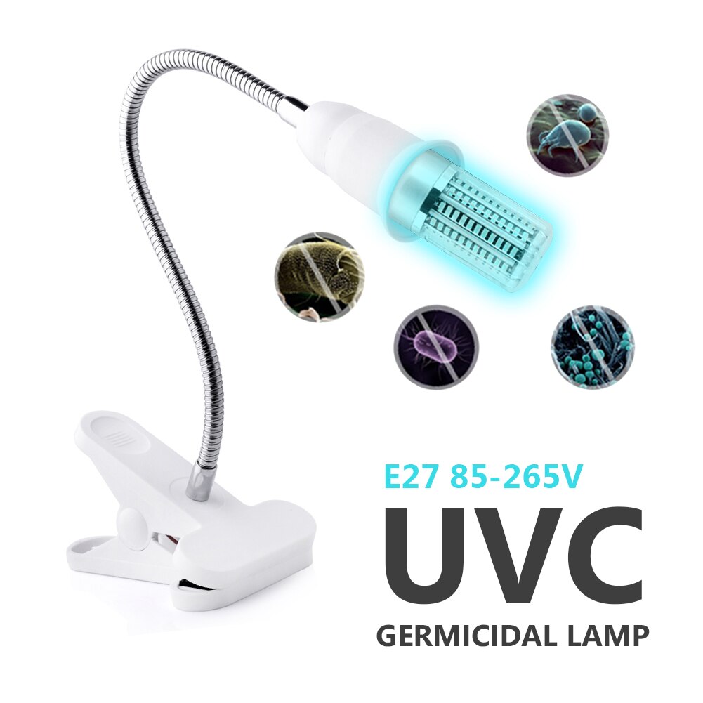 40w desinfisering ultrafiolett sterilisator bakteriedrepende lyspære for hjemmebaderomslampe uvc led 130 lysdioder 85-265v e27: E27- lampeklips eu