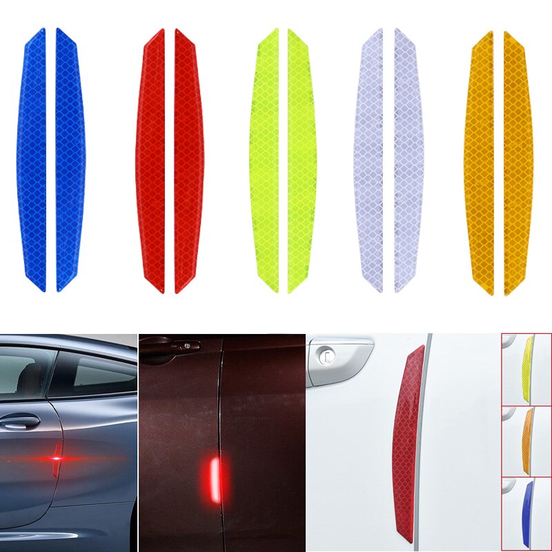 4pc 5 kleuren autodeur reflecterende sticker waarschuwingstape auto reflecterende sticker reflecterende tapes autostyling veiligheid autodecoratie